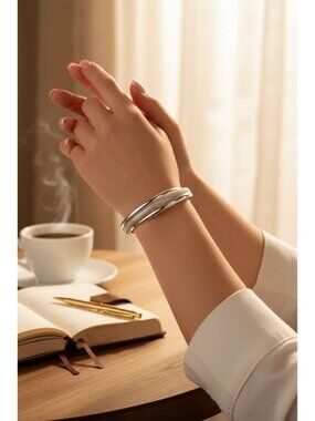 Silver Plated Modernist Mesh Cuff Bracelet